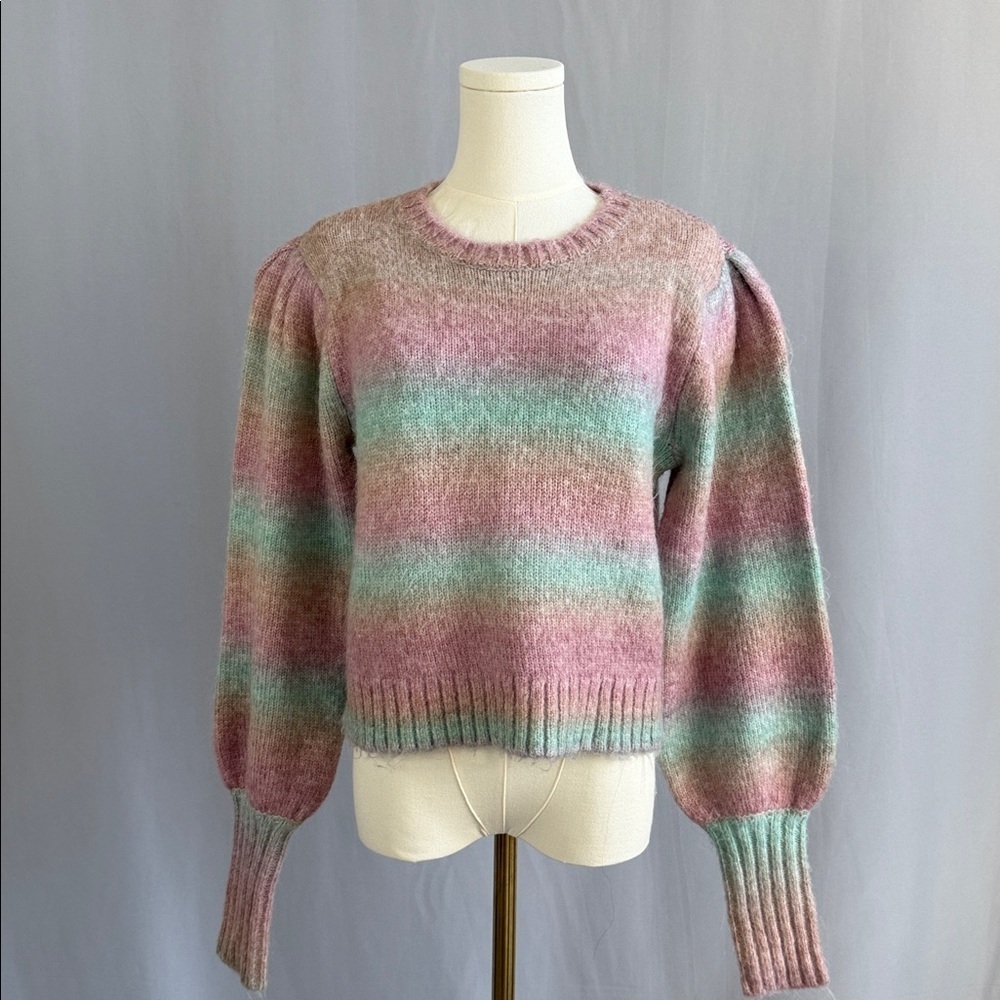 Saltwater LUXE Pink and Green Striped Sweater